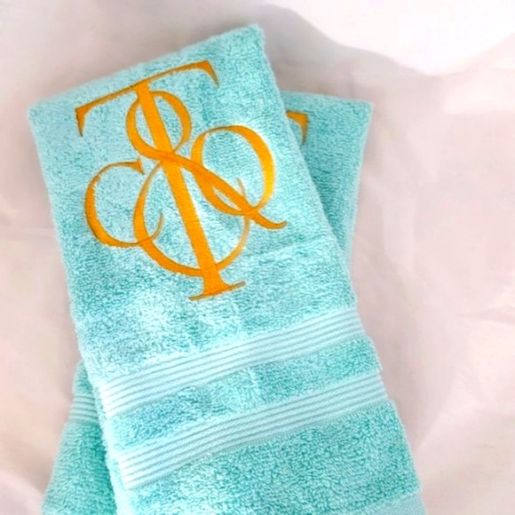 Tiffany Blue Embroidered 4pc Towel Set - Picture 5 of 5